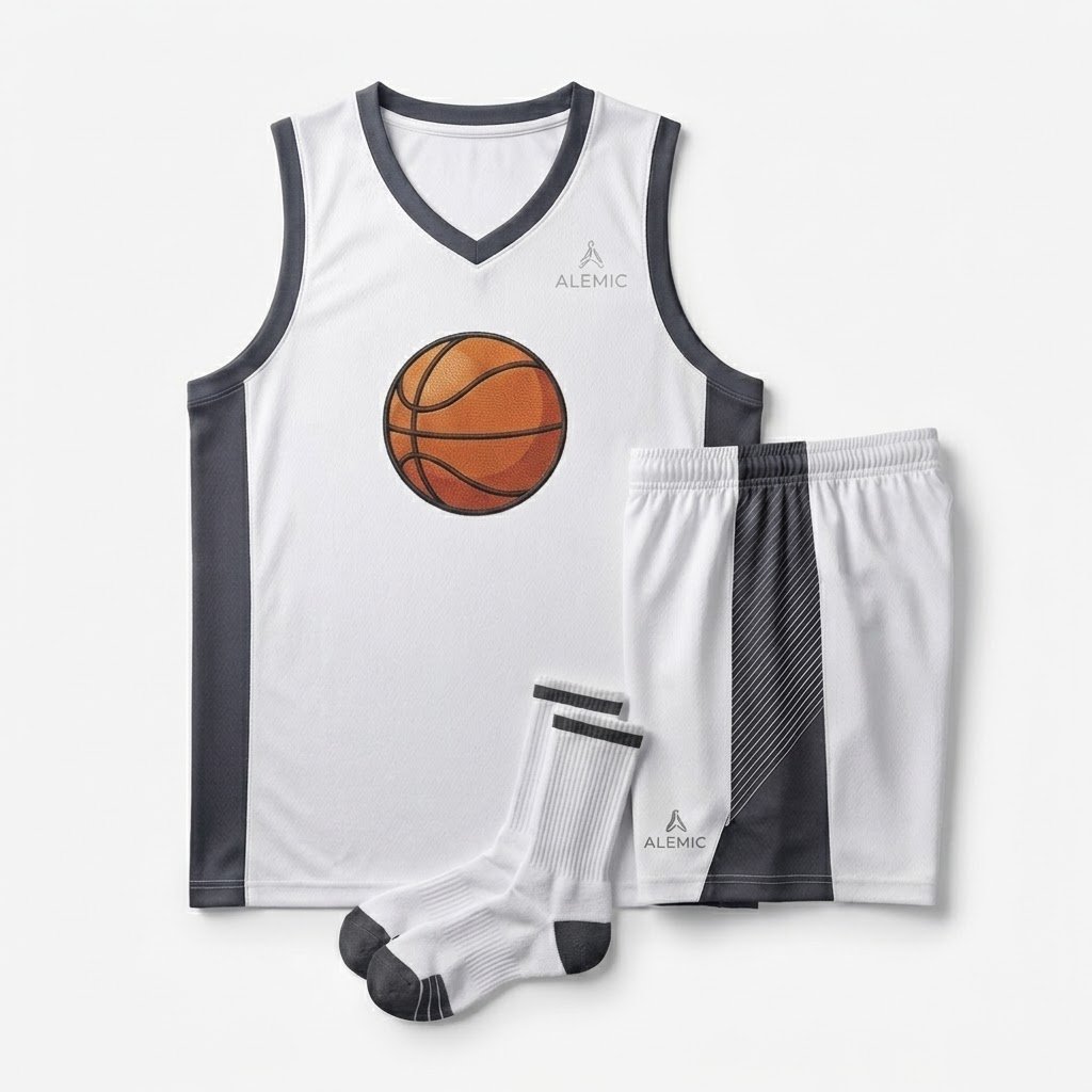ALM-TW-02-02 Custom basketball kits front view – Alemic Wear